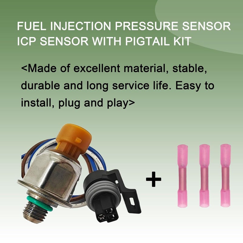 repustor Fuel Injection Pressure Sensor ICP Sensor with Pigtail Kit Compatible with 04-10 6.0L Ford Powerstroke Diesel E-350 E-450 Excursion F-250 F-350 F-450 F-550 F-750 Replace 1845428C92 4C3Z9F838A - Image 2